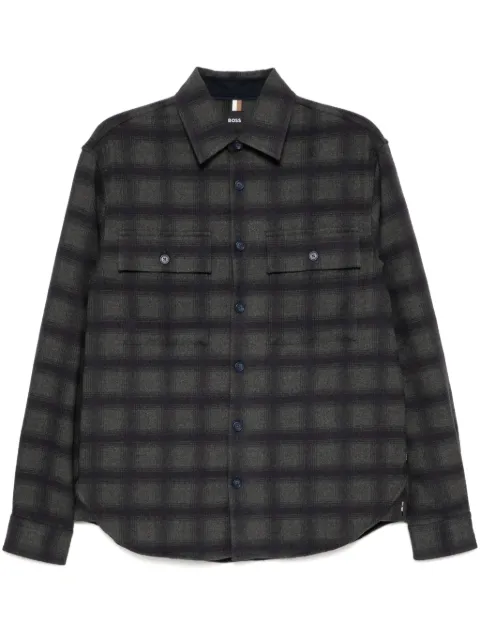 BOSS plaid long-sleeves shirt Grey 50527780