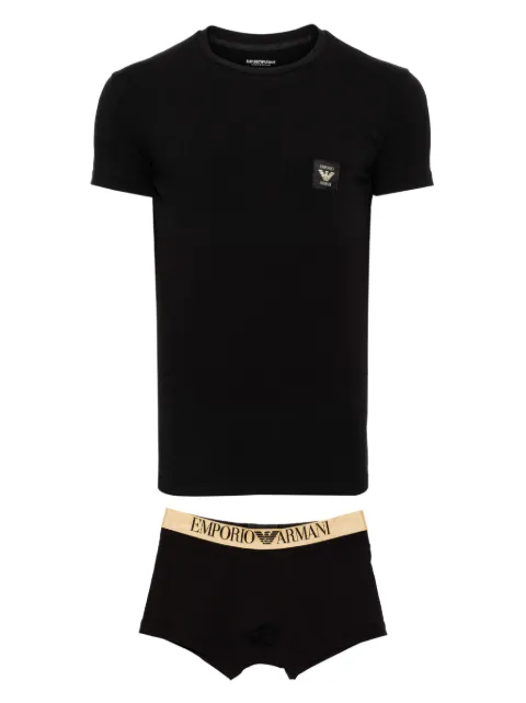 Emporio Armani logo-patch T-shirt Black 1116044F595