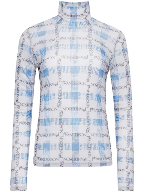 JW Anderson logo check-print top Blue JO0224PG1721800