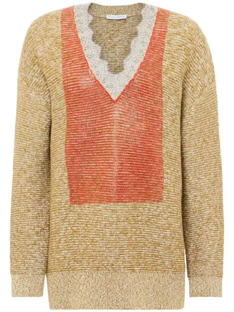 JW Anderson lace-trim jumper Gold KW1360YN0402
