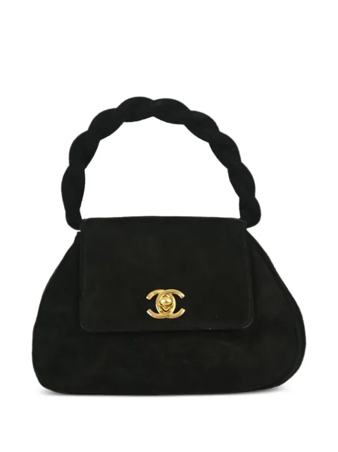 CHANEL Pre-Owned 1997 suede top-handle bag Black 4759407