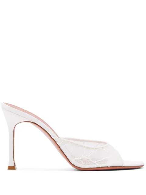 Amina Muaddi 95mm Alexa sandals White ALEXALACESLIPPER95
