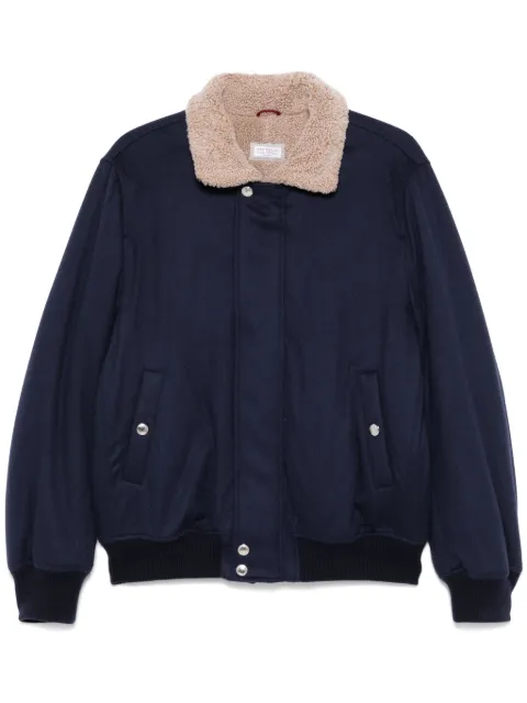 Brunello Cucinelli shearling-collar bomber jacket Blue MQ4566887CJG66