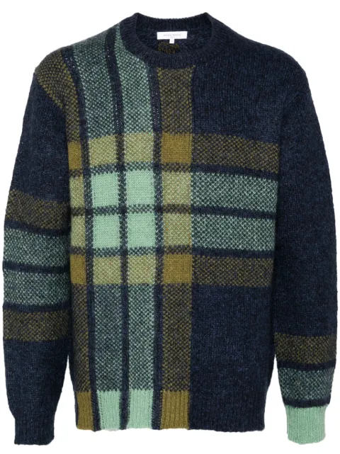 Maison Kitsuné graphic check intarsia jumper Blue NM00811KT1111B425