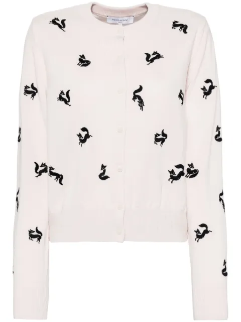 Maison Kitsuné fox embroidered cardigan Pink NW00504KF0001P705