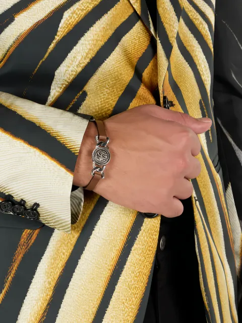 Roberto Cavalli leather chain-link bracelet Brown TRG009AM007