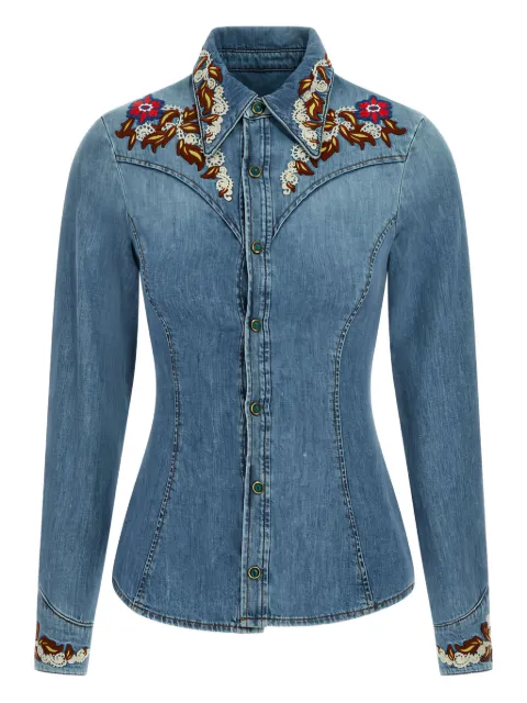 Roberto Cavalli embroidered denim shirt TKJ705VT001
