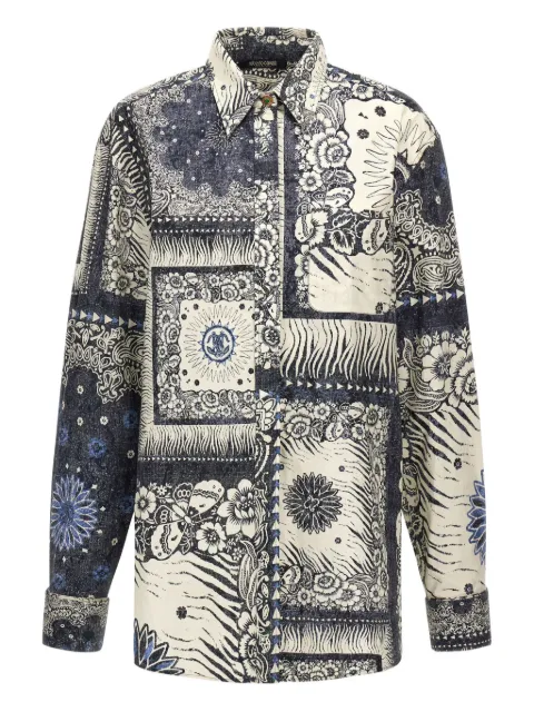 Roberto Cavalli bandana-print shirt dress Blue TKT129DKN05