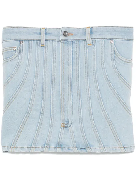 Mugler denim stitch-detailed top Blue 25P6TO0740242