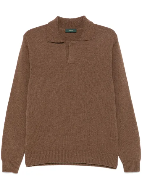 Zanone virgin wool polo shirt Brown 810142ZN207