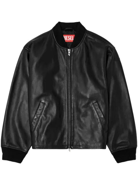 Diesel waxed-leather bomber jacket Black A168650PFAH