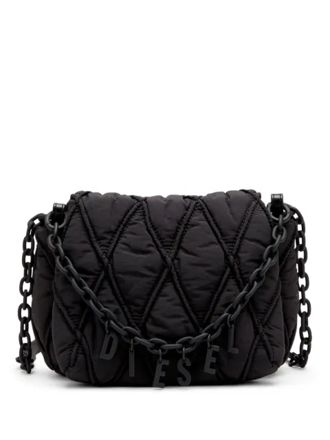 Diesel Charm-D S-small shoulder bag in quilted nylon Black X10267P8048