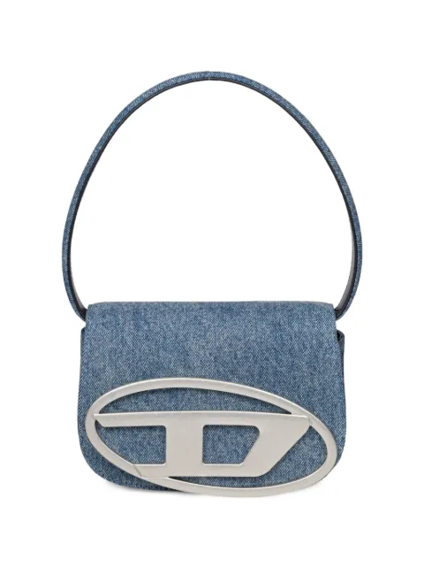 Diesel 1DR-Iconic logo-plaque denim shoulder bag Blue X08396P1730