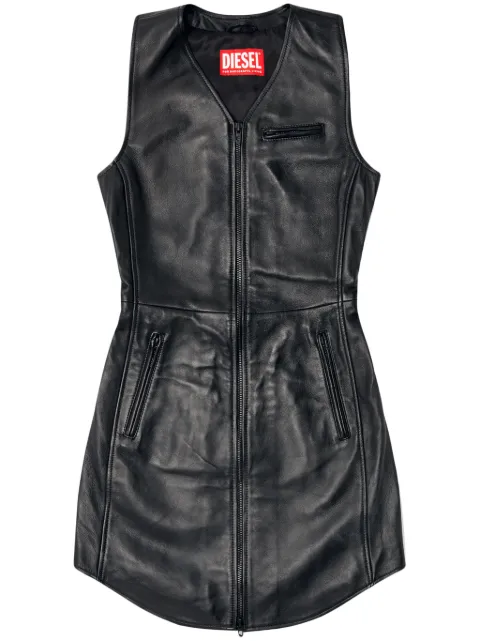 Diesel short zipped leather dress Black A160450CLBQ