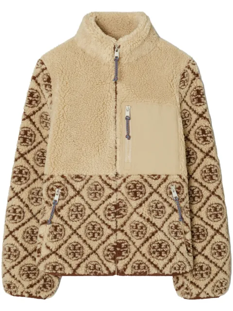 Tory Burch T Monogram fleece jacket Neutrals 161466