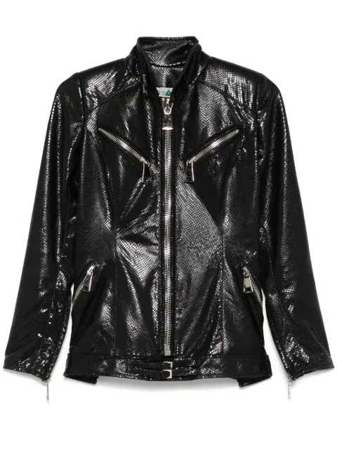 MITILIANE COUTURE lizard skin-effect leather jacket Black 5942664548601