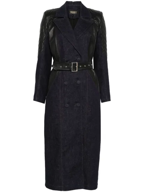 MITILIANE COUTURE leather-inserts trench cot Black 5942664548861