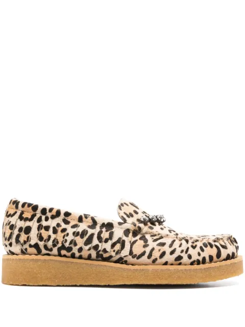 Forte Forte crystal-embellished animal-pattern loafers Brown 12997MYSHOES