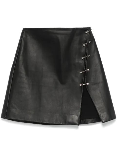 MITILIANE COUTURE piercing-detail leather skirt Black 5942664548717