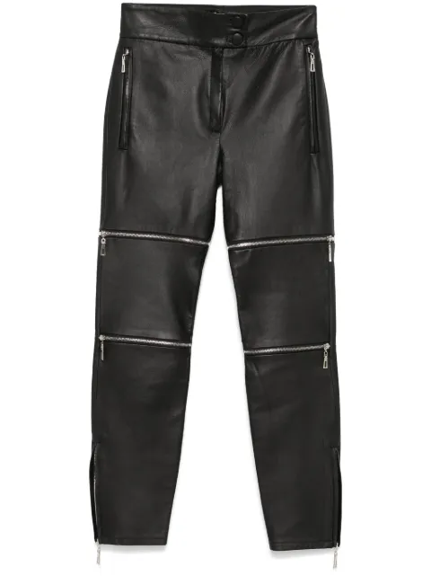 MITILIANE COUTURE zip-details leather trousers Black 5942664546027
