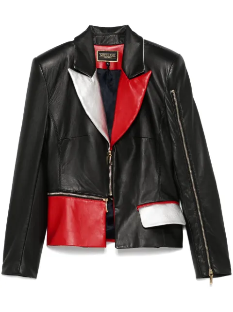 MITILIANE COUTURE colour-block leather jacket Black 5942664548625
