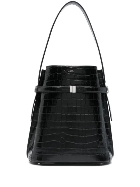 TOTEME croc-embossed belted bucket bag Black 244WAL0048LE0076001
