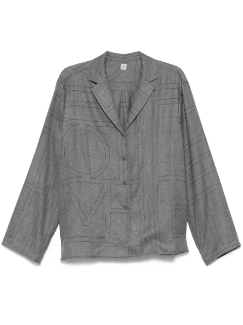 TOTEME monogram flannel pj top smoke melange Grey 251WRT976FB0080269