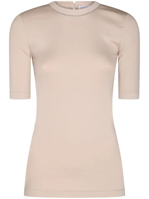 Brunello Cucinelli Monili-embellished T-shirt Neutrals MPTC8BJ310C8539