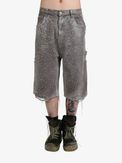 BIRTH OF ROYAL CHILD crystal-embellished washed-denim shorts Brown BC24SSSP02
