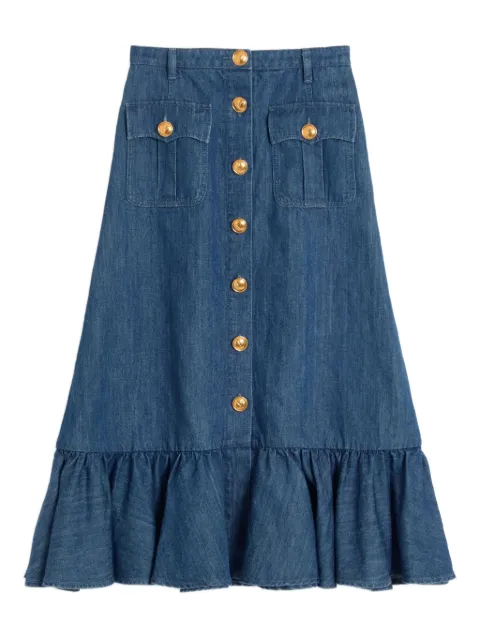 Valentino Garavani ruffled button-front midi skirt Blue BDD18L94C
