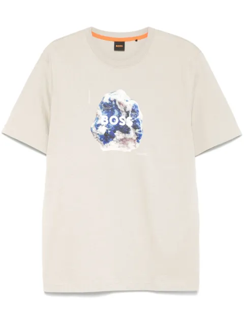 BOSS logo-print T-shirt Neutrals 50528189
