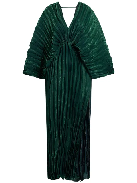 L'IDÉE pleated maxi dress Green DEG024PIH
