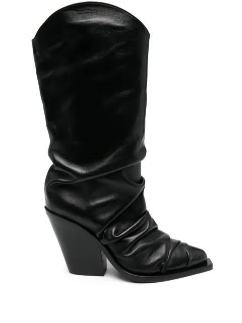 Le Silla 105mm ruched-detailed boots Black 3951CC080MCPPGL