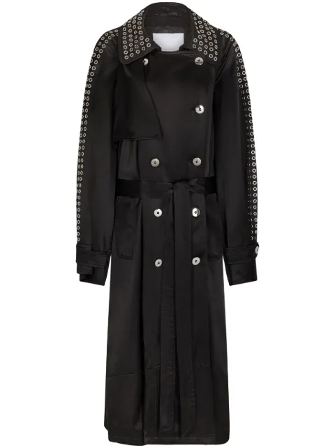 Rabanne eyelet-detail trench coat Black 25PCOW023VI0332