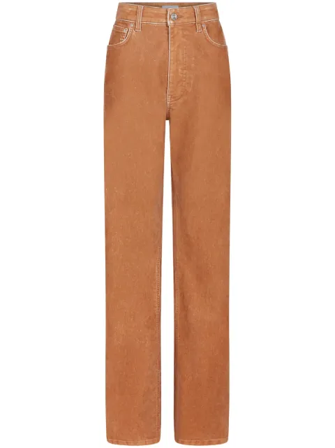 Rabanne contrast-stitching straight trousers Brown 25PCPA328CO0507