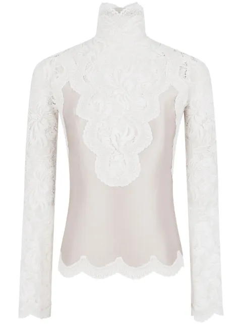 Rabanne long-sleeve lace top White 25PJTO025PA0170