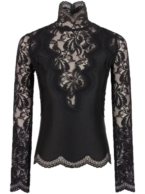 Rabanne long-sleeve lace top Black 25PJTO025PA0170