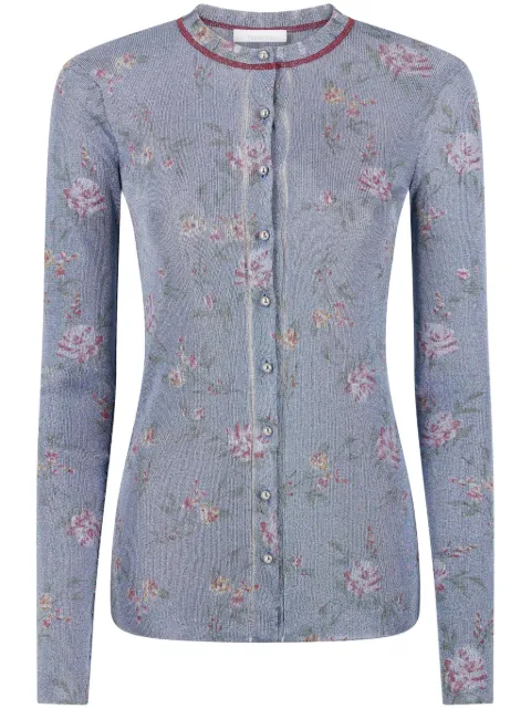 Rabanne floral-print cardigan Blue 25PMPU022ML0306