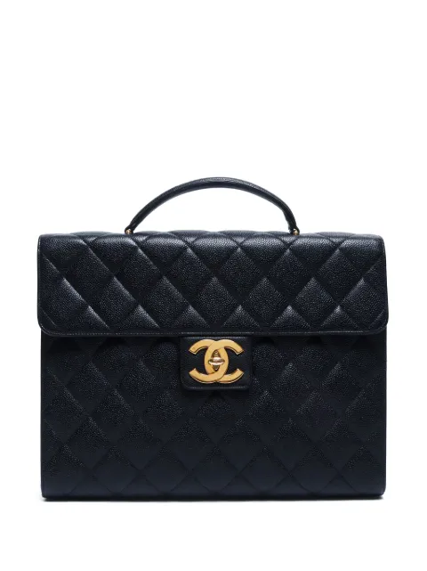 CHANEL Pre-Owned 1997-1999 diamond-quilted briefcase Black FF10198