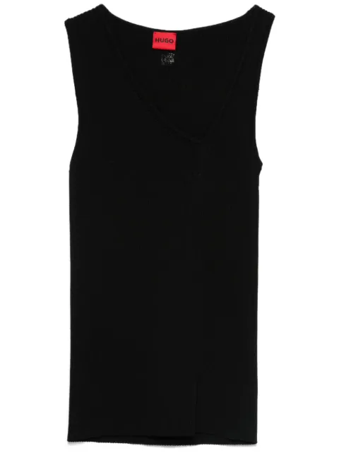 HUGO sleeveless asymmetric V-neck knitted top Black 50518334