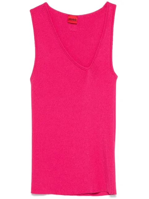 HUGO sleeveless asymmetric V-neck knitted top Pink 50518334