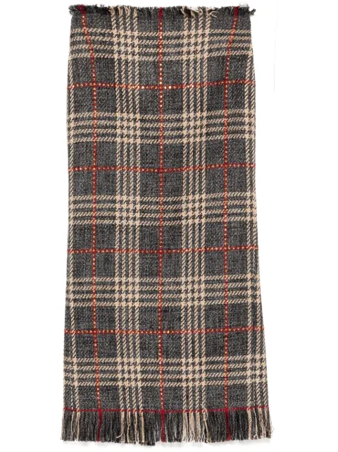 Giuseppe Di Morabito tartan-print midi skirt Blue 03FWSK120RC03362