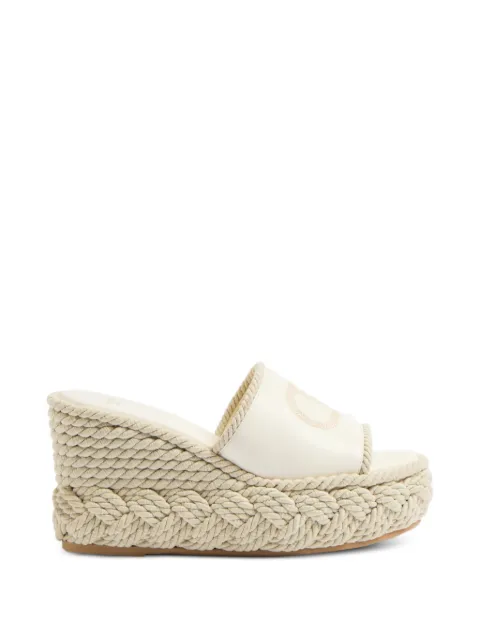 Valentino Garavani VLogo torchon wedge slide in nappa 100mm Neutrals WS0KC5YWI