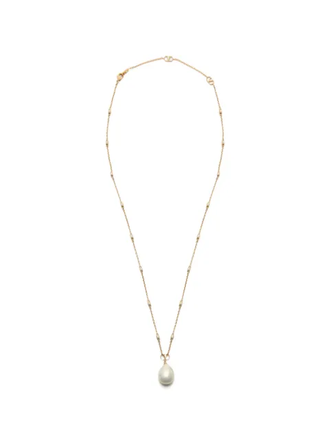 Valentino Garavani Vlogo Signature metal brooch with swarovski crystals and pearls Gold WJ0Y54QVS