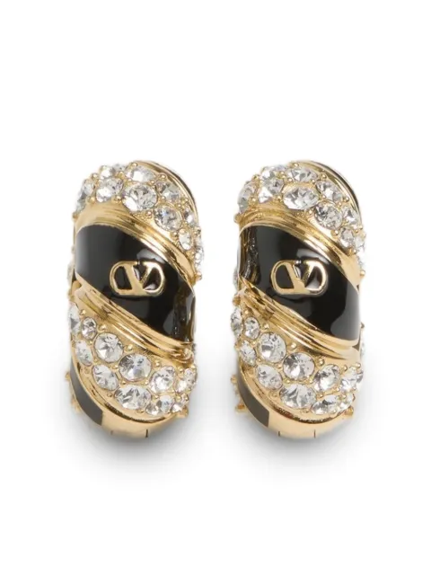Valentino Garavani Pas Plus metal, enamel and Swarovski® crystal earrings Gold WJ0Y25VTI