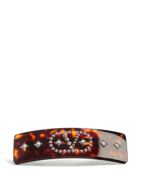 Valentino Garavani Vlogo Signature hair clip in resin metal and crystals Brown WJ0Y69LGU