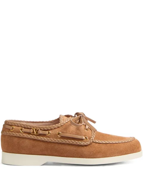 Valentino Garavani palm avenue braided-edge boat shoes Brown WS0LR4JZM