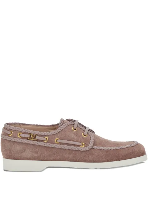 Valentino Garavani palm avenue crust nappa leather boat shoes Pink WS0LR4JZM