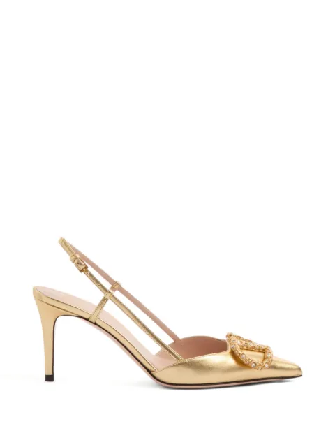 Valentino Garavani VLogo signature slingback pump in laminated nappa leather 80mm Gold WS0R01LUY