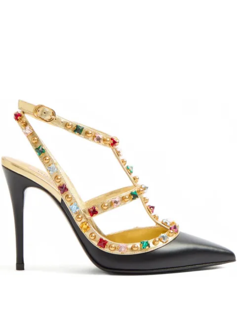 Valentino Garavani 100mm Rockstud embellished pumps Black WS0393ZCY